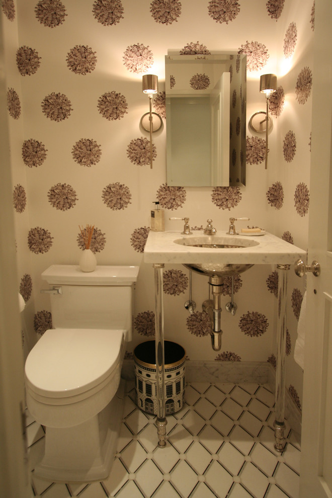 Trendy powder room photo in New York