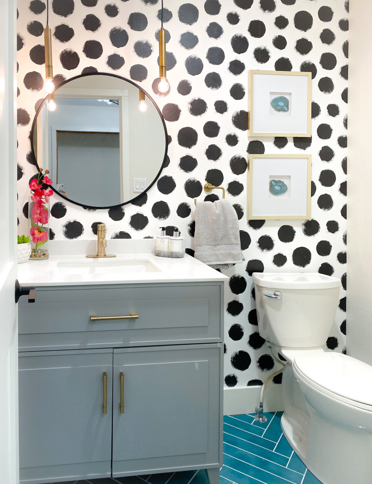 Inspiration for a transitional powder room remodel in Other