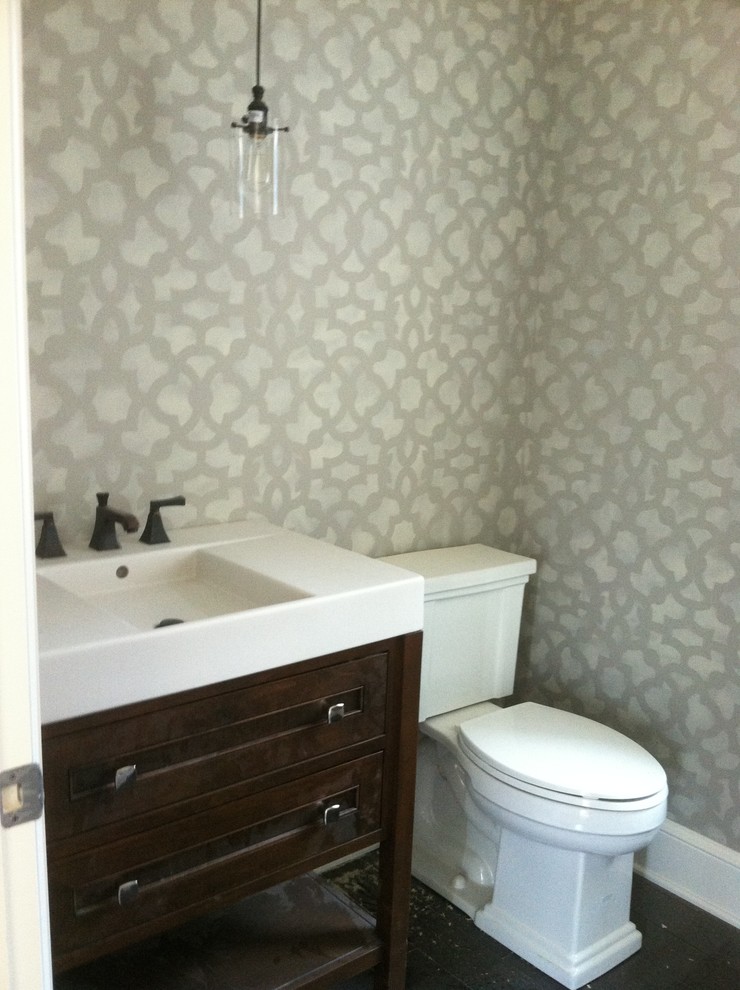 Example of a transitional powder room design in Grand Rapids