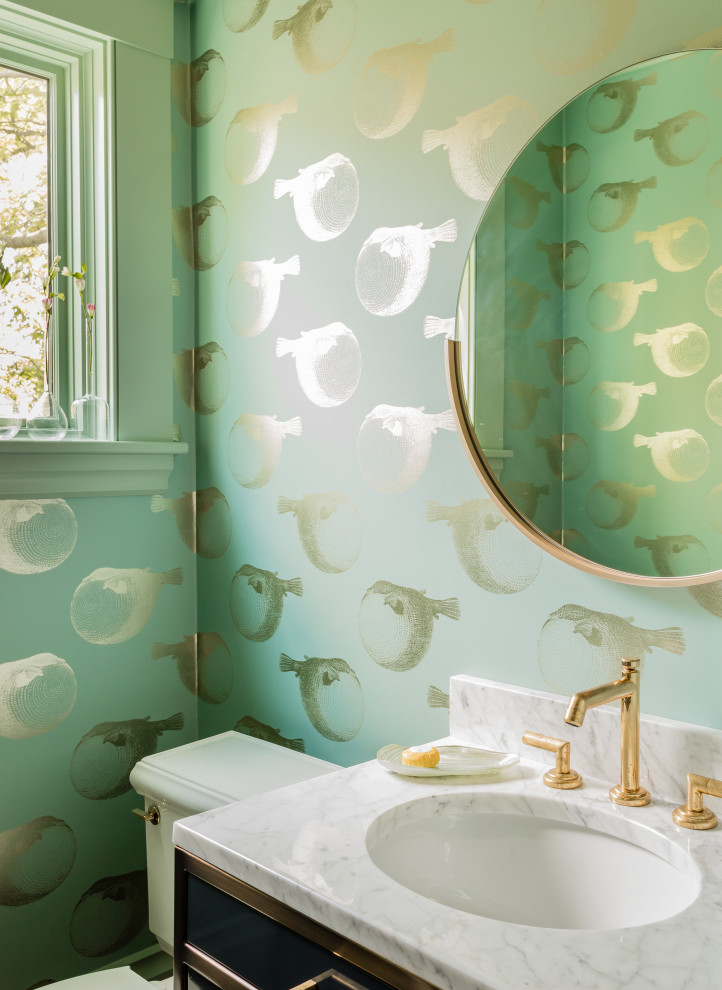Hammer & Heels Transitional Powder Room Boston by SV Design Houzz