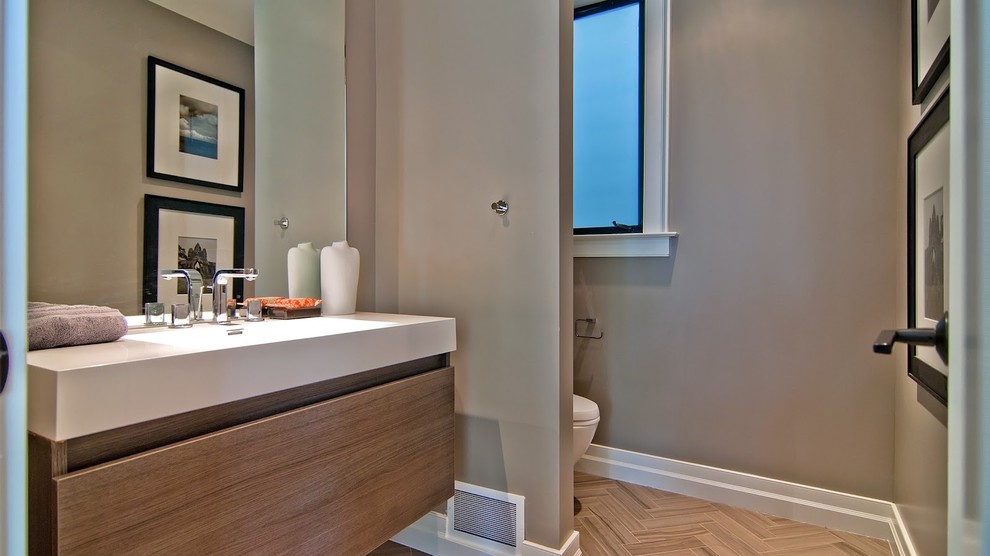 House addition and redesign Contemporary Powder Room San