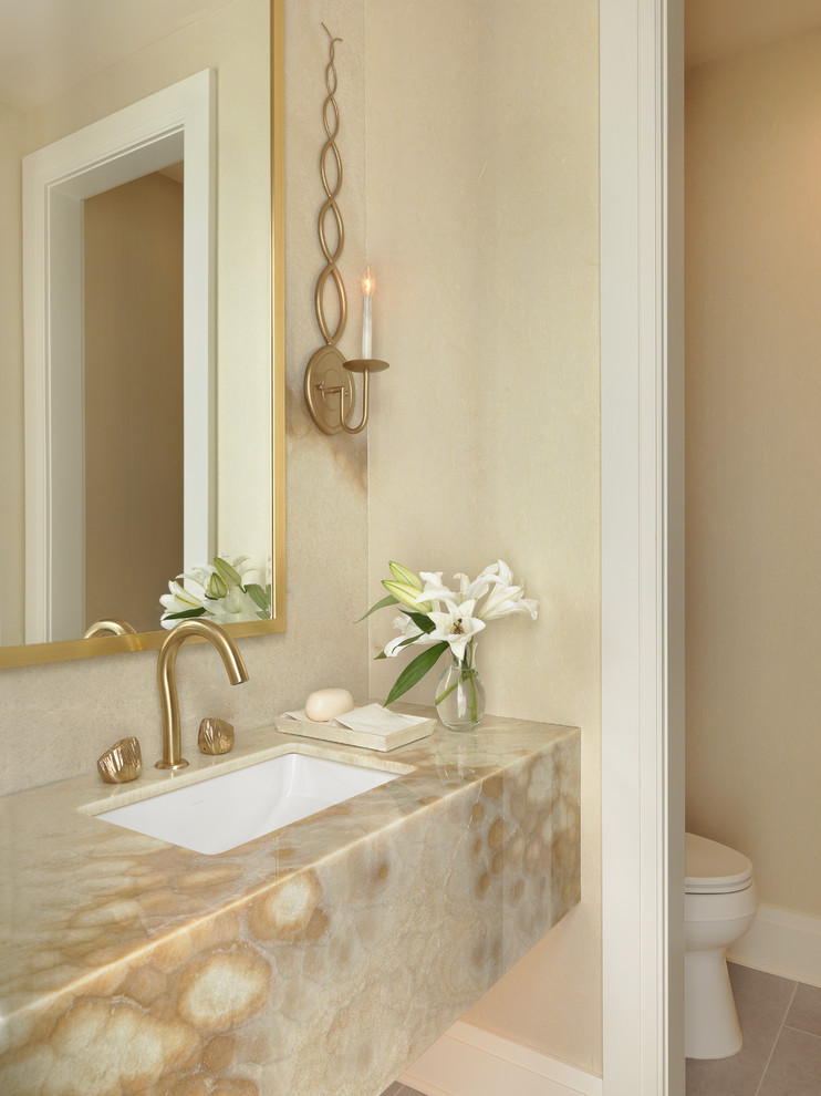 Example of a transitional powder room design in St Louis