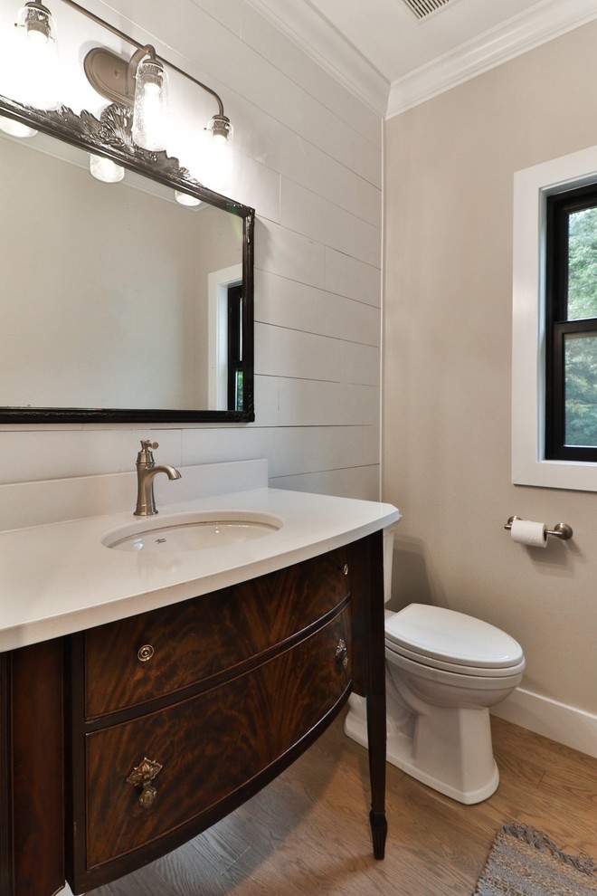 This is an example of a farmhouse cloakroom in St Louis.