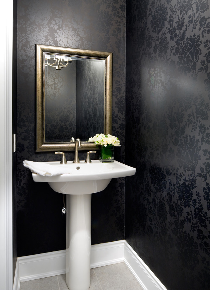 Inspiration for a transitional powder room remodel in Toronto