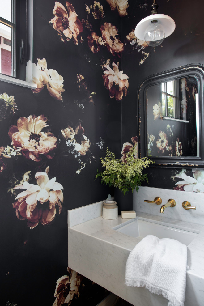 Example of a beach style powder room design in San Francisco
