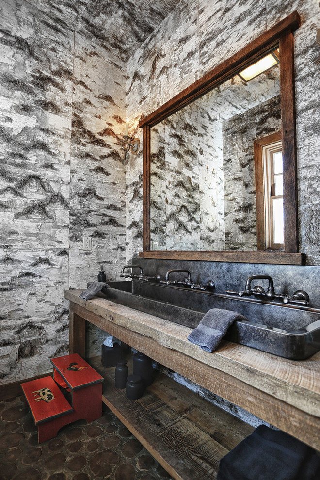 Example of a mountain style powder room design in New York