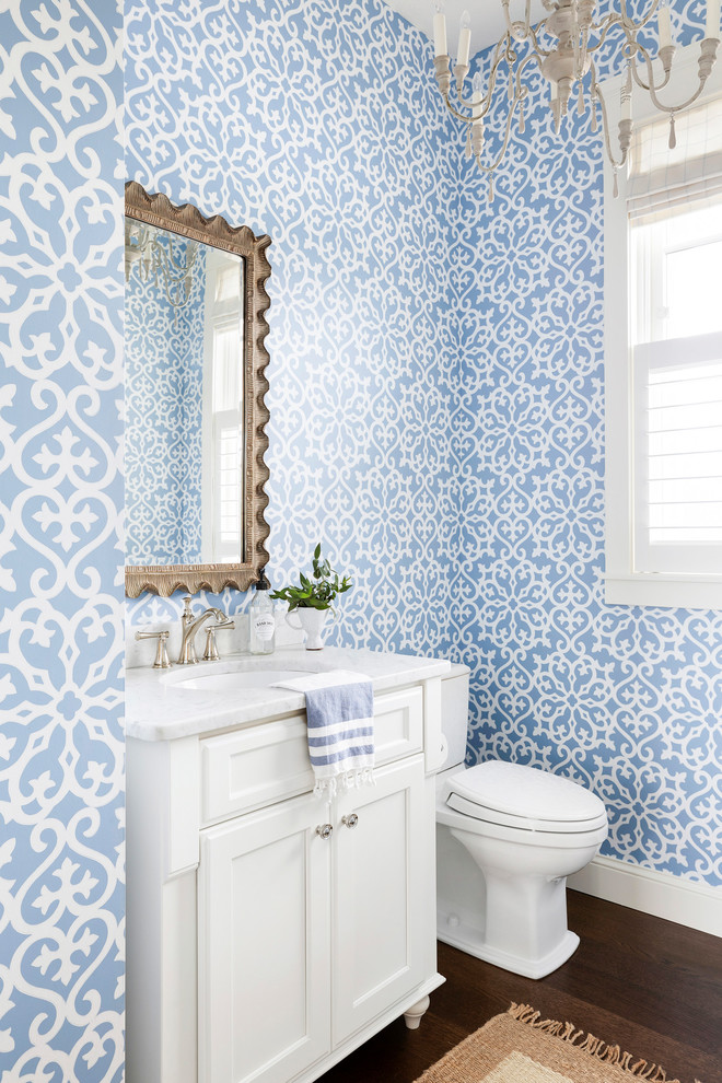 Inspiration for a coastal powder room remodel in Minneapolis