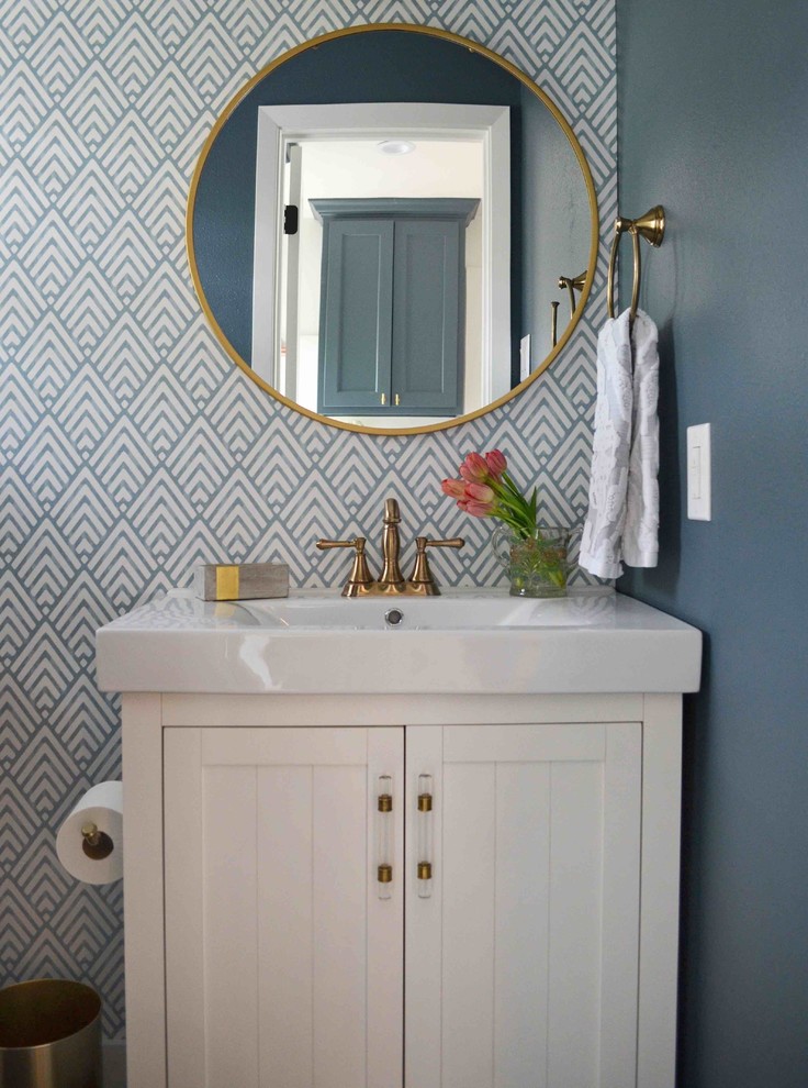 Design ideas for a traditional cloakroom in Dallas with beaded cabinets and white cabinets.