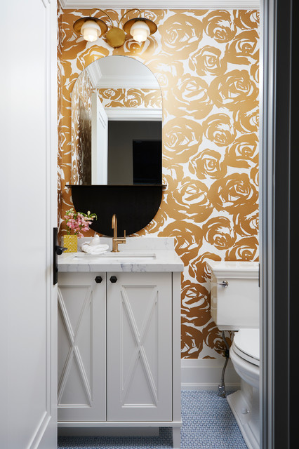 Dramatic Powder Room  Gold painted walls, Luxurious bedrooms