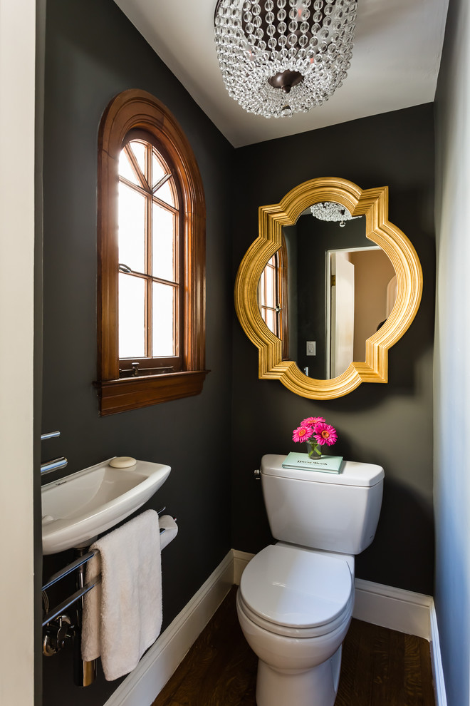 Trendy powder room photo in San Francisco with a wall-mount sink