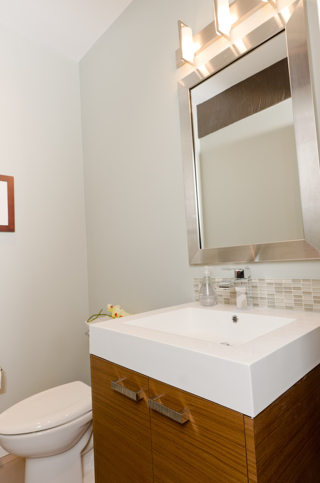 Mid Century Modern Coastal Getaway Midcentury Powder Room Vancouver by Denise Mitchell