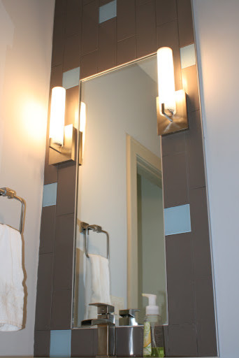 Inspiration for a modern powder room remodel in Chicago