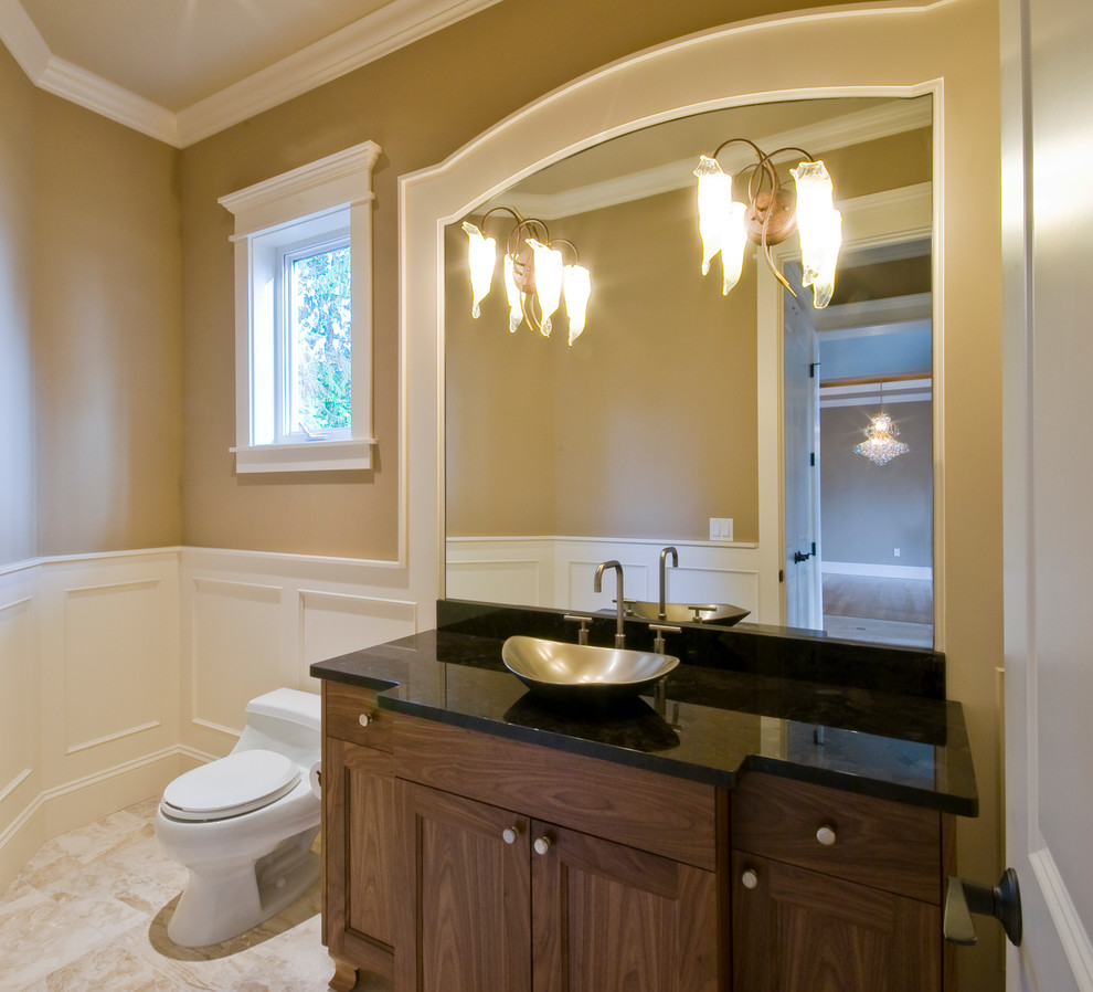 Inspiration for a craftsman powder room remodel in Seattle