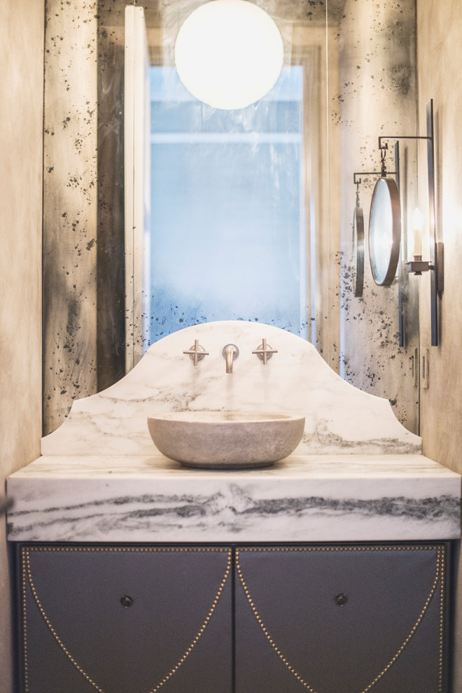 Example of a transitional powder room design in Nashville