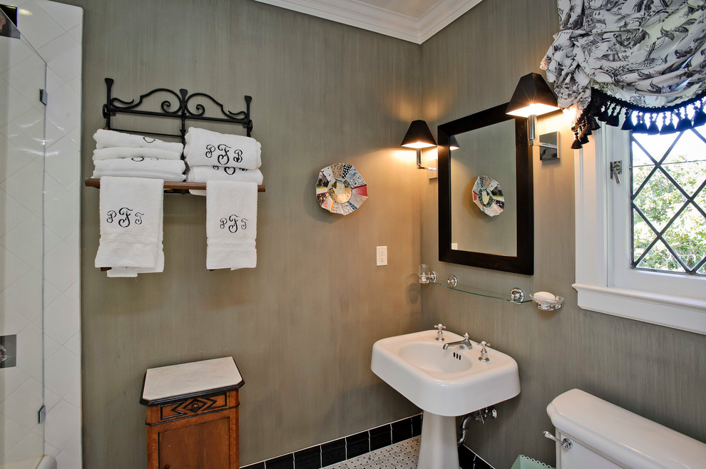Traditional cloakroom in San Francisco with a pedestal sink.