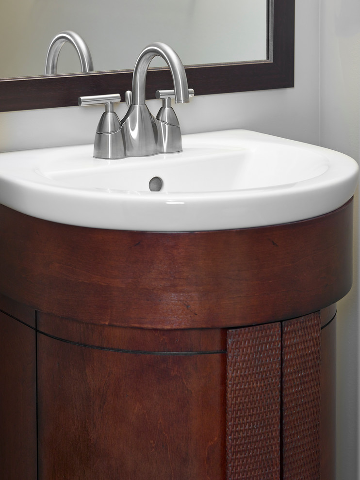 Pedestal Sink in Powder Room Craftsman Powder Room Edmonton by