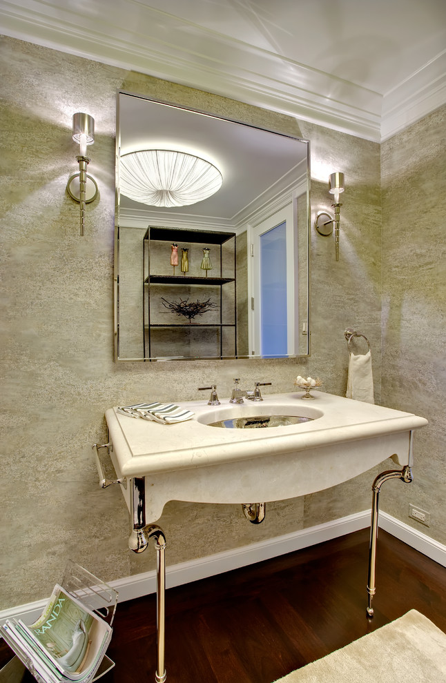 Inspiration for a timeless powder room remodel in Chicago with an undermount sink
