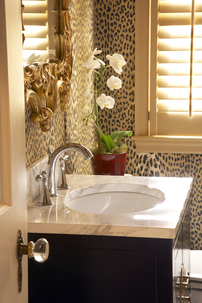 Example of an eclectic powder room design in Minneapolis