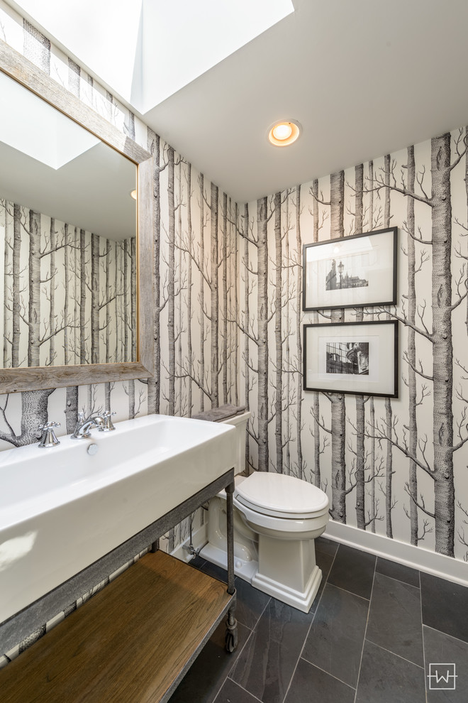 Example of a 1950s powder room design in Chicago