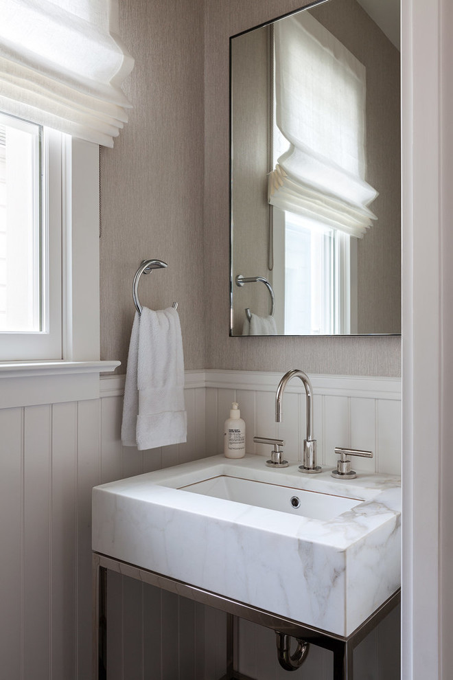 Example of a transitional powder room design in San Francisco