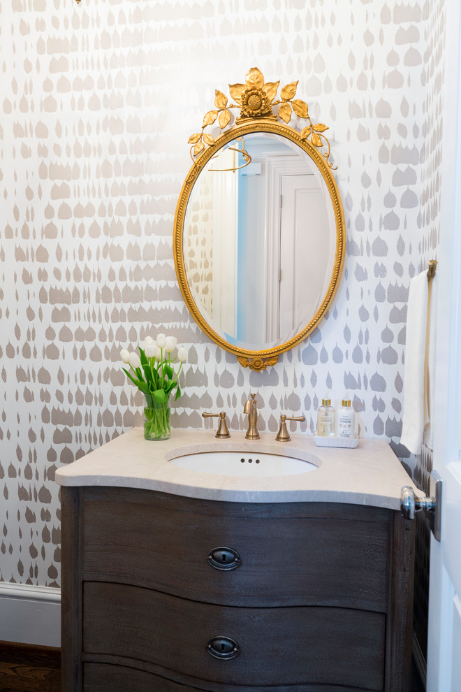 Inspiration for a transitional powder room remodel in Charlotte