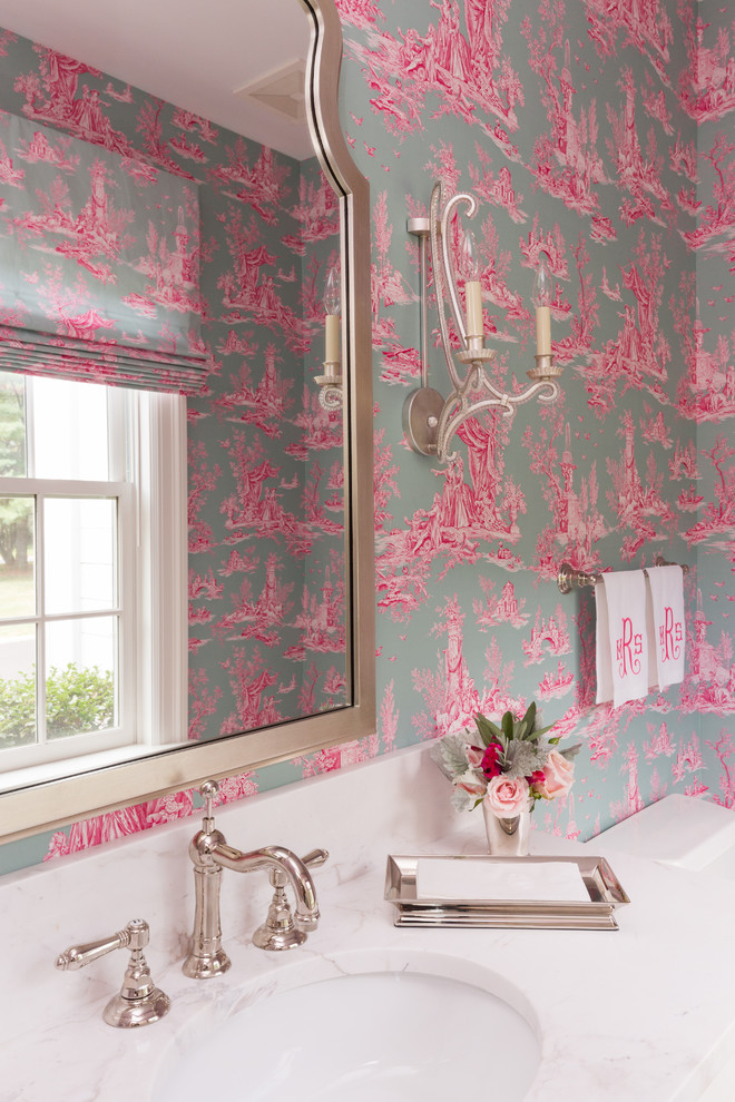 Pretty Pink Powder Room Traditional Powder Room New Orleans by Reed & Acanthus Interior