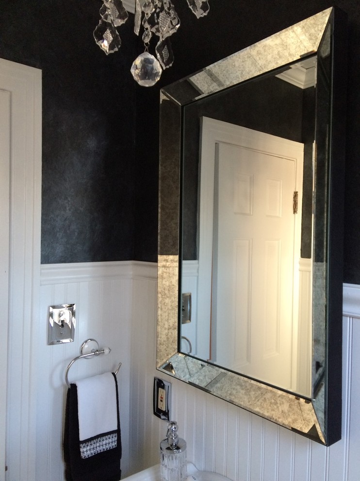 Small trendy powder room photo in Boston