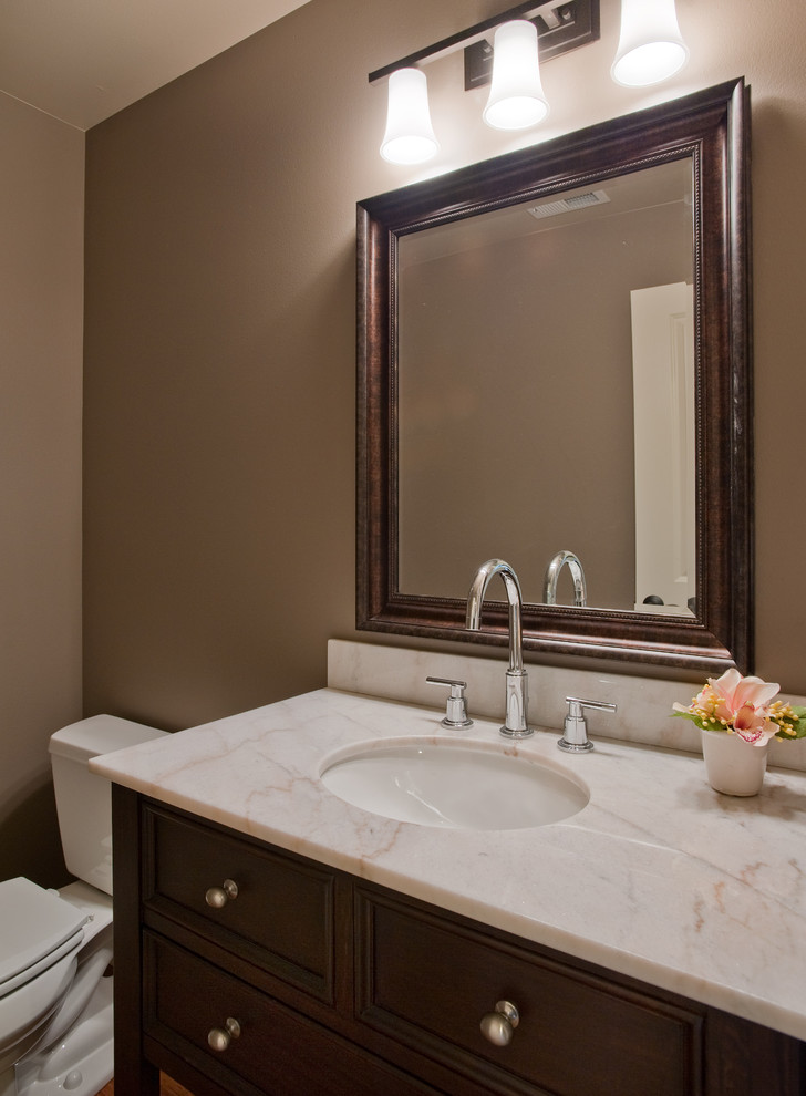 Classic cloakroom in Seattle with pink worktops.