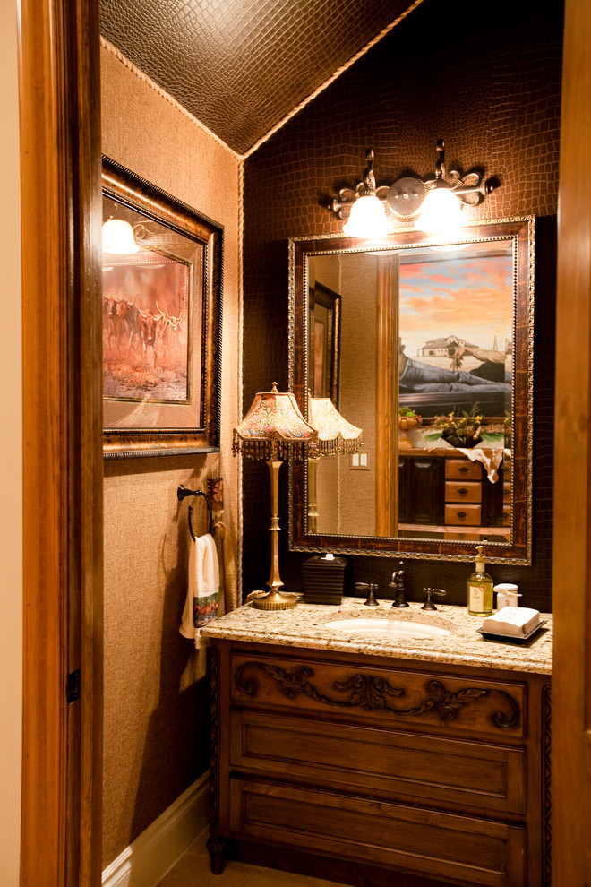 Example of a mountain style powder room design in Austin