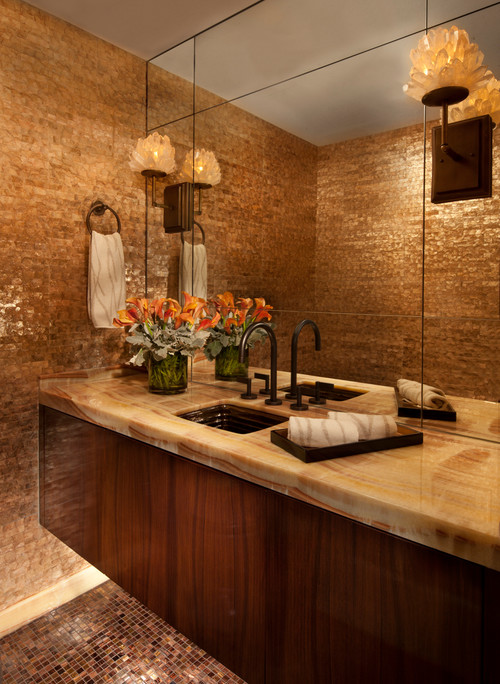 Contemporary beige powder room 