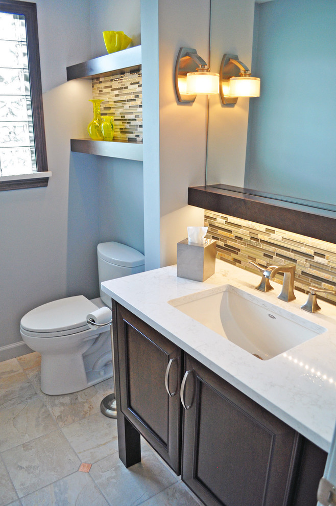Design ideas for a traditional cloakroom in Detroit with white worktops.