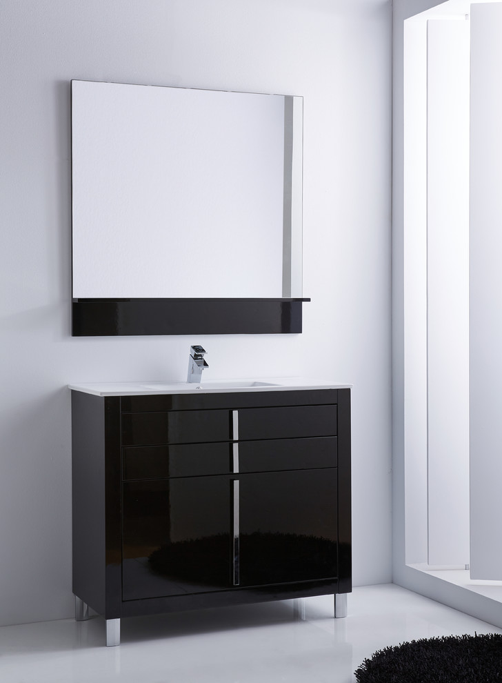 Roma bathroom vanity 40". Black high gloss lacquered. Contemporary