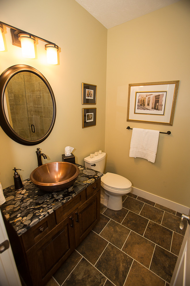 Transitional powder room photo in Other