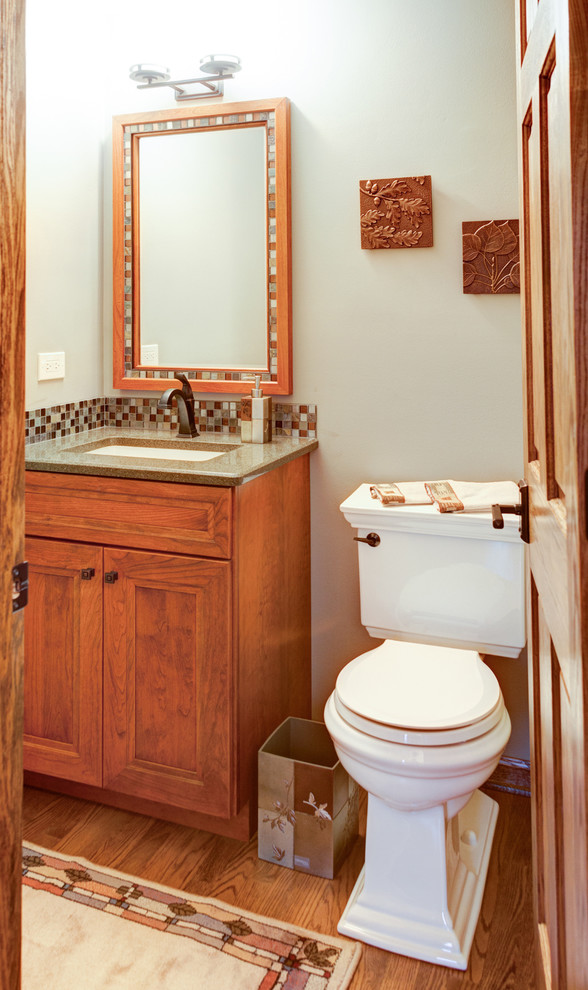 Example of a transitional powder room design in Chicago