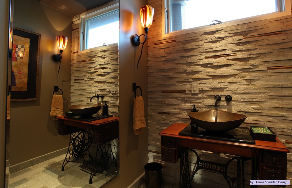 Powder room - contemporary powder room idea in San Diego