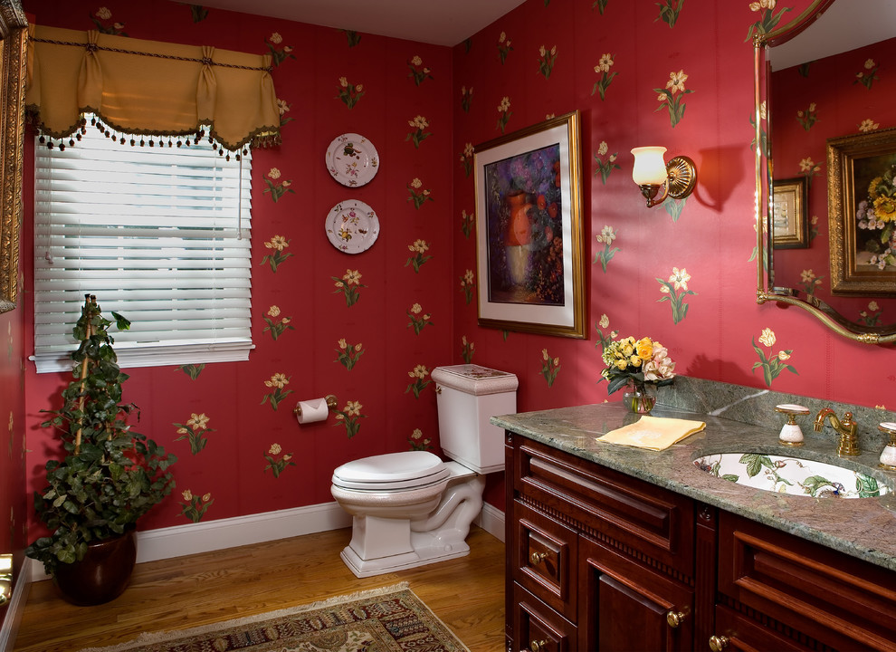 Klassische Gästetoilette mit Granit-Waschbecken/Waschtisch in Philadelphia