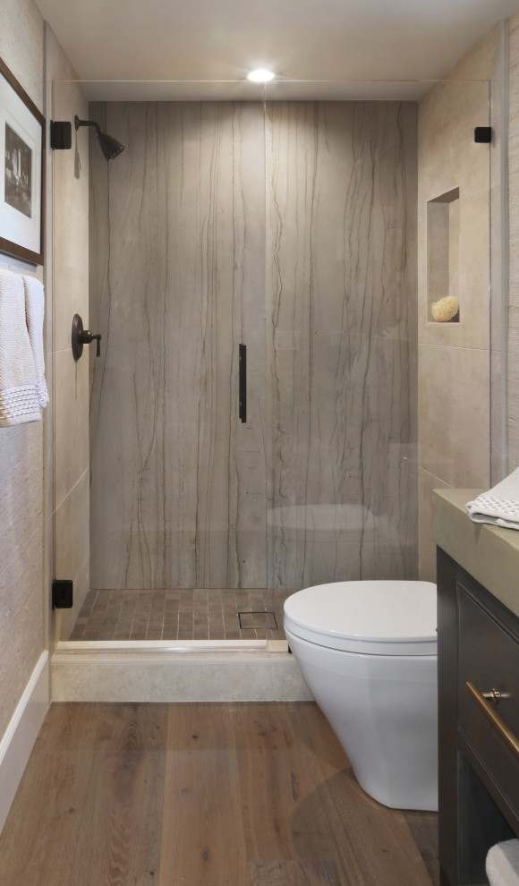This is an example of a traditional cloakroom in Orange County with freestanding cabinets and concrete worktops.