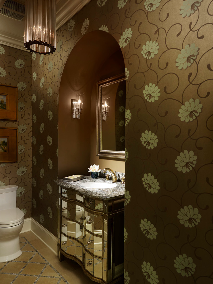 Example of a classic powder room design in Chicago