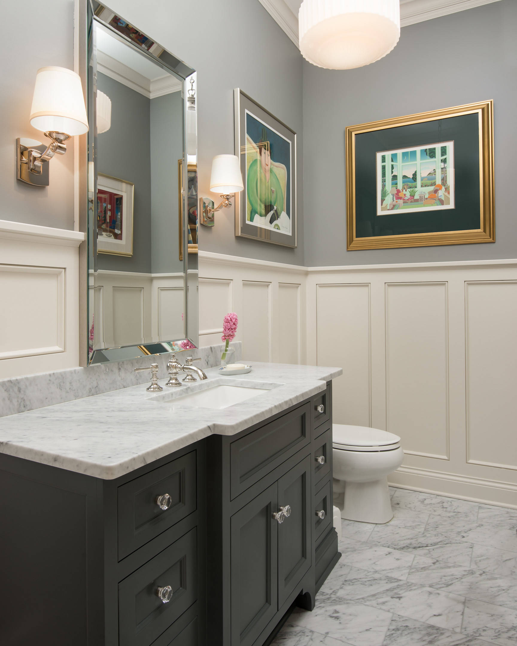 75 Beautiful Marble Floor Powder Room Pictures Ideas July 2021 Houzz