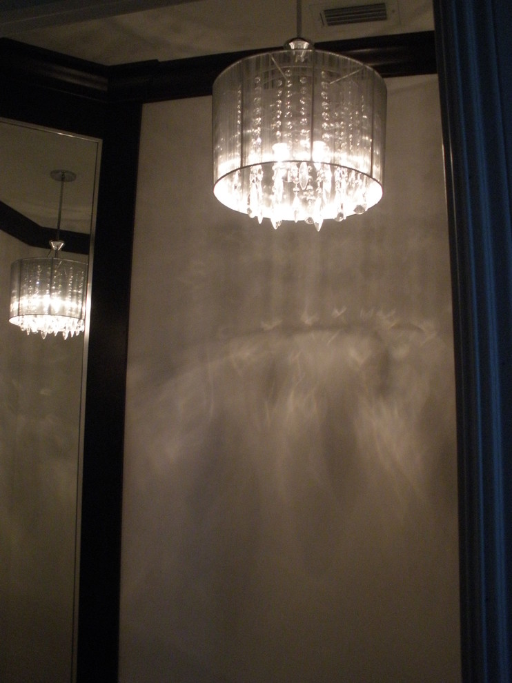 Venitian plaster in powder room, pendant light in bathroom - Contemporary - Powder Room - Miami ...