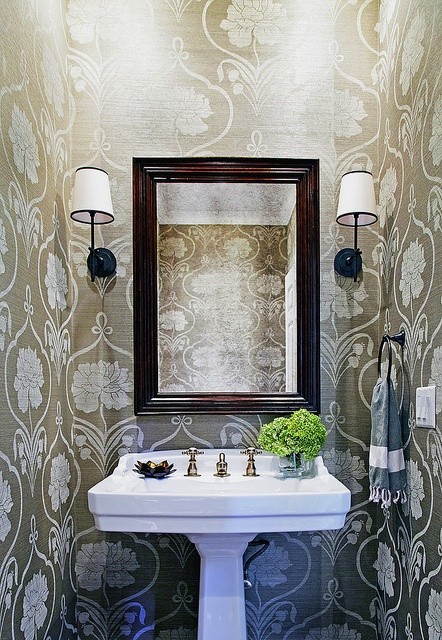Transitional powder room photo in Chicago