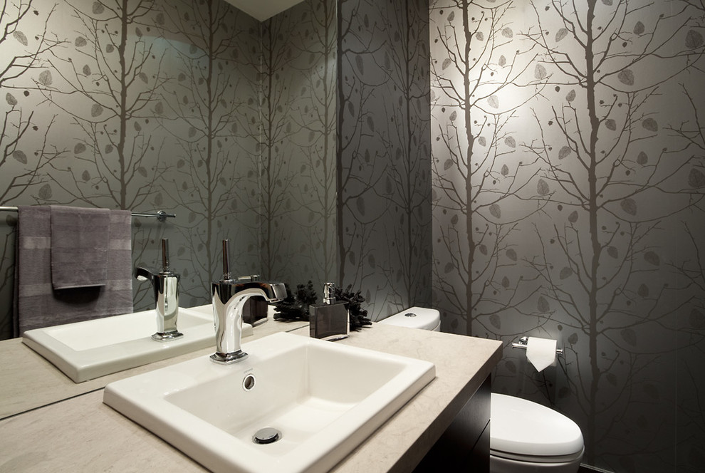 Example of a trendy powder room design in Vancouver