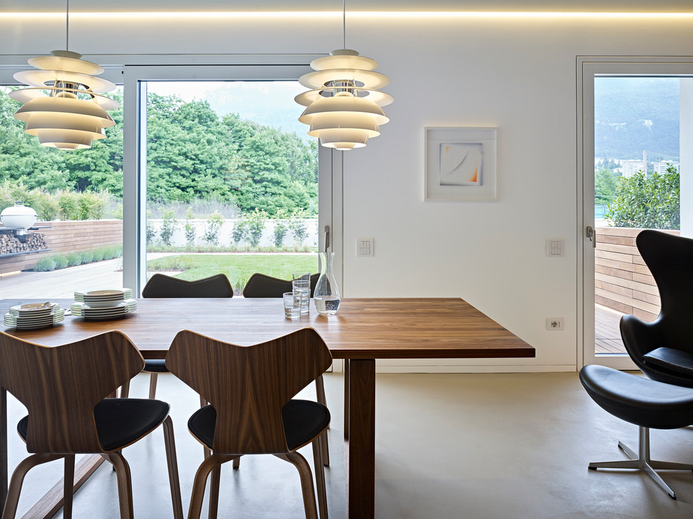 Источник вдохновения для домашнего уюта: гостиная-столовая в современном стиле с белыми стенами