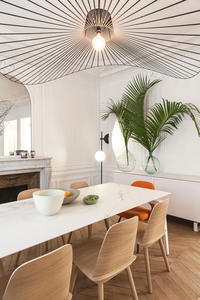 Dining room - scandinavian dining room idea in Paris