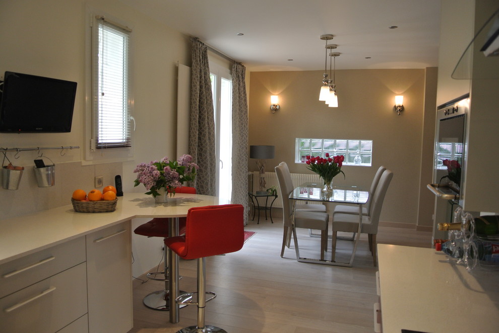 Example of a minimalist dining room design in Paris
