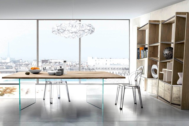 Table plateau bois massif pieds verre - Modern - Esszimmer - Nantes - von  STORY France | Houzz