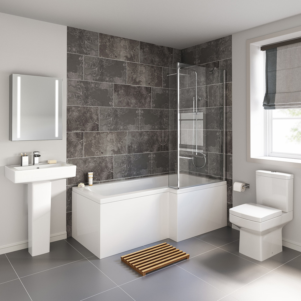 Photo of a contemporary bathroom in West Midlands with a walk-in shower.