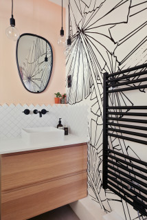 Salle De Bain Avec Un Mur Rose Photos Et Idees Deco De Salles De Bain Janvier 2021 Houzz Fr