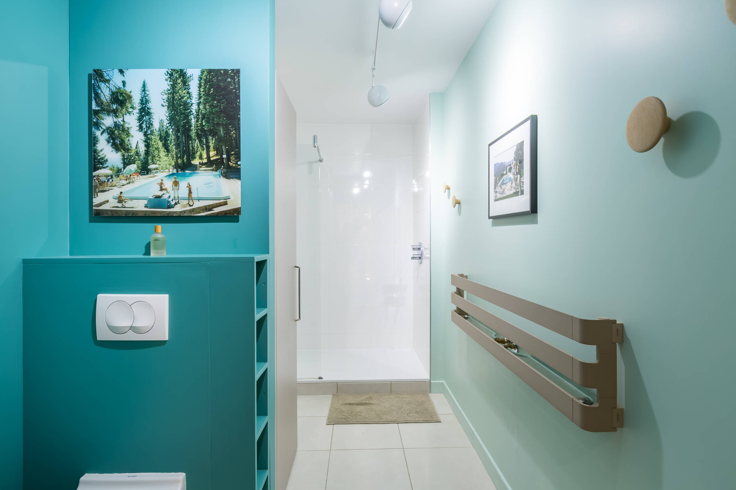 75 photos et idées déco de salles de bain turquoises avec un mur bleu - Mai  2023 | Houzz FR