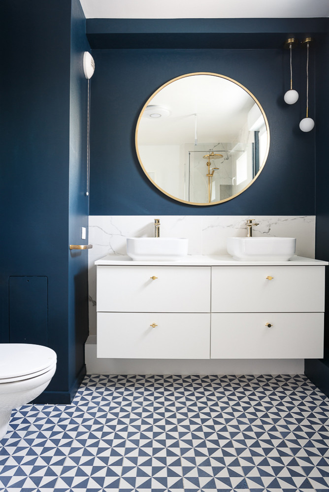 Fotos de baños | Diseños de baños negros con suelo azul - Noviembre 2022 |  Houzz ES